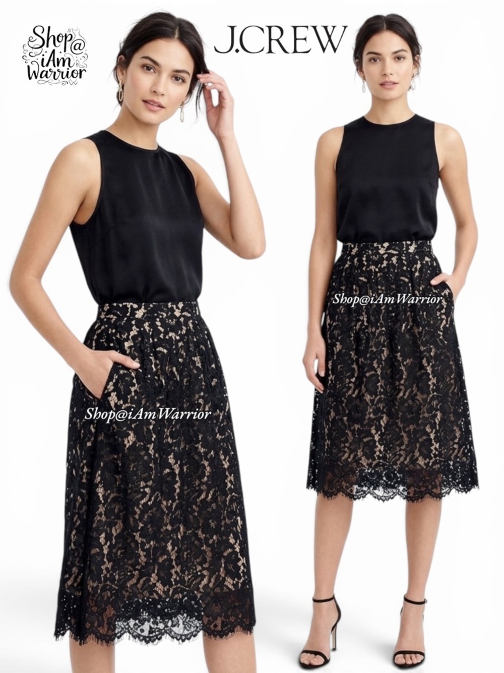 J.Crew eyelash lace scallop hem midi skirt *shop@iAmWarrior